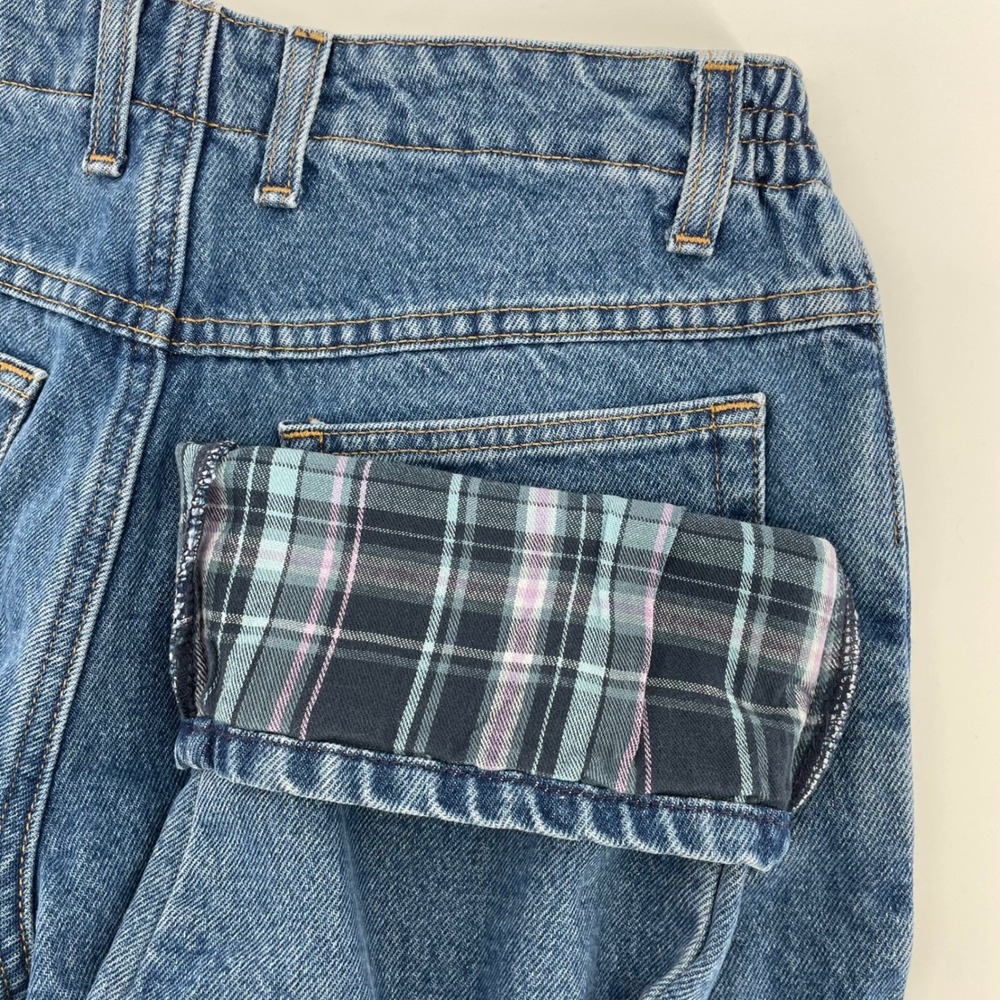L.L Bean Flannel Lined Jeans Women's 8 Pet Original Fit Relaxed Plaid Denim